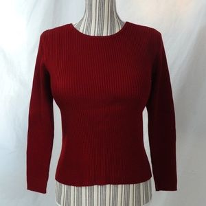 MERONA Maroon Red Ribbed Knit Top, sz M, GUC